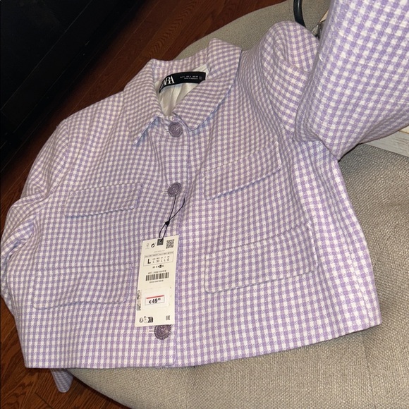 Zara Lavender Gingham Blazer - Picture 6 of 7